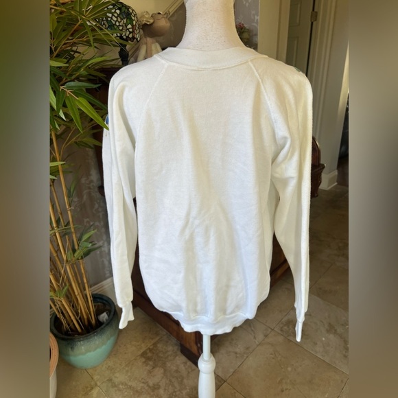 Sweatshirt turned cardigan, hand, painted long sleeve, large,  unique colorful - Picture 8 of 10